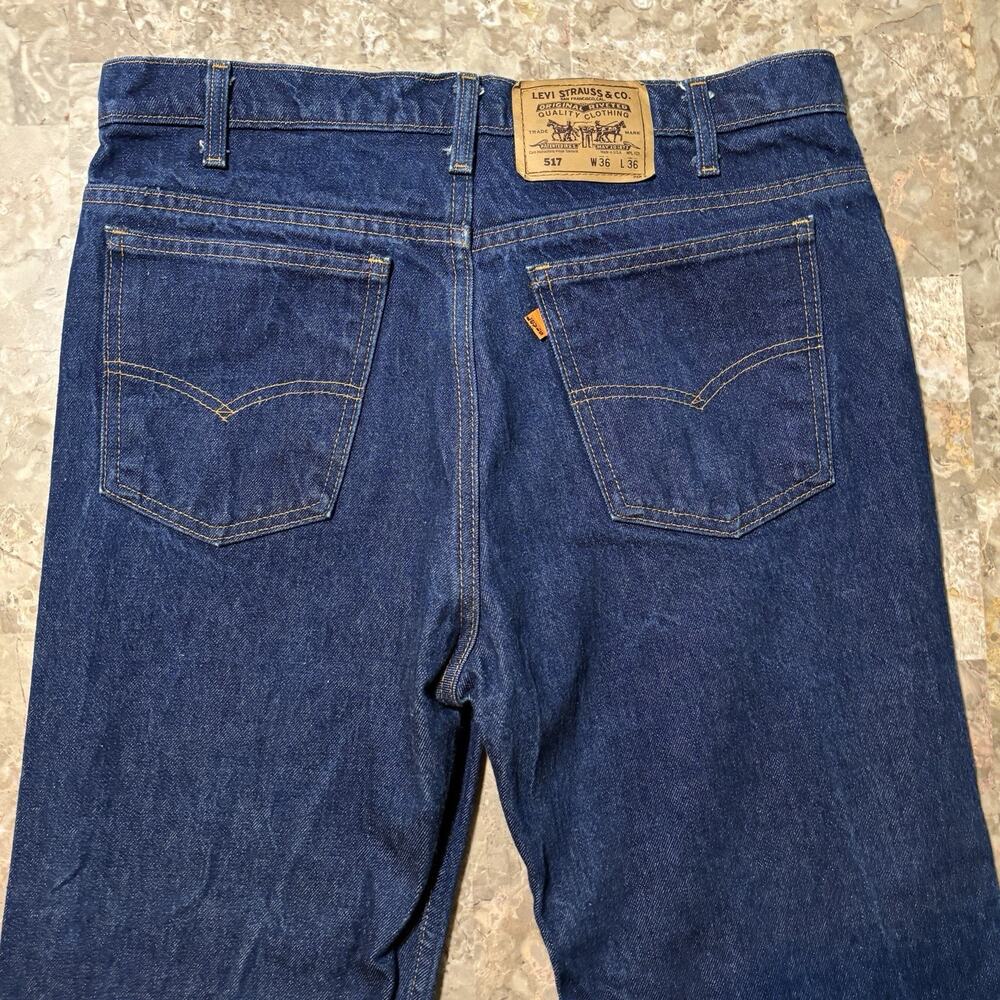 Levis Jeans Mens 36x36 517 Boot Cut Blue Orange Tab Dark Wash 80s Talon USA